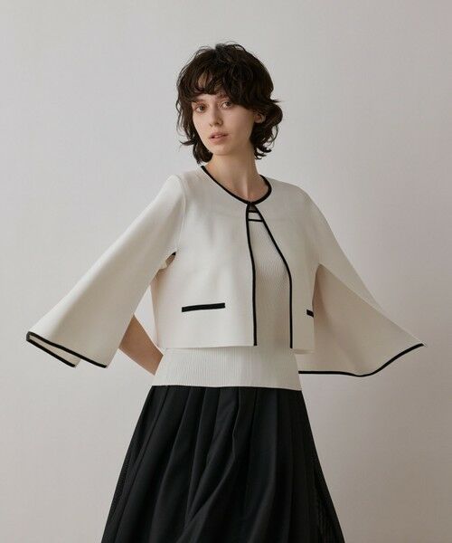 GRACE CONTINENTAL / グレースコンチネンタル カーディガン・ボレロ | バイカラースリットニットカーディガン | 詳細6