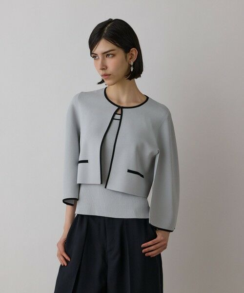 GRACE CONTINENTAL / グレースコンチネンタル カーディガン・ボレロ | バイカラースリットニットカーディガン | 詳細14
