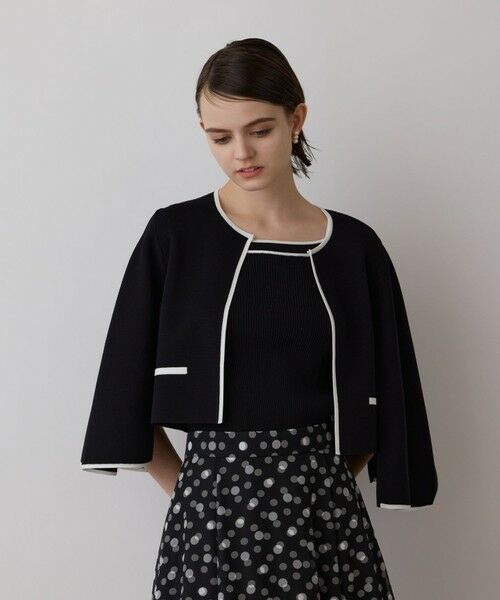 GRACE CONTINENTAL / グレースコンチネンタル カーディガン・ボレロ | バイカラースリットニットカーディガン | 詳細17