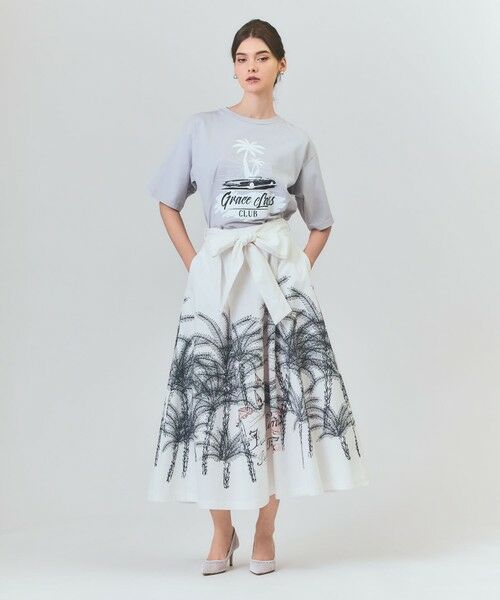 GRACE CONTINENTAL / グレースコンチネンタル ミニ・ひざ丈スカート | プラージュプリントタックスカート | 詳細3