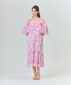 GRACE CONTINENTAL / グレースコンチネンタル ロング・マキシ丈ワンピース | シフォンプリントドレス