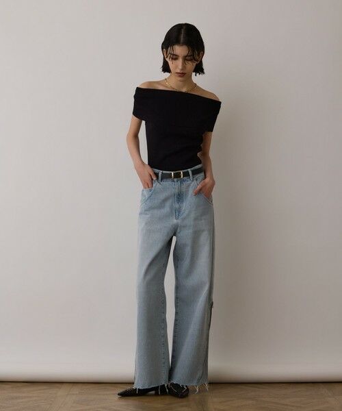 GRACE CONTINENTAL / グレースコンチネンタル デニムパンツ | サス付zipデニムパンツ(サックス)