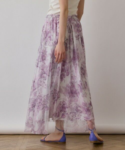 GRACE CONTINENTAL / グレースコンチネンタル ロング・マキシ丈スカート | シャドーフラワープリントスカート | 詳細3