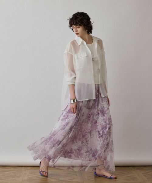 GRACE CONTINENTAL / グレースコンチネンタル ロング・マキシ丈スカート | シャドーフラワープリントスカート | 詳細4