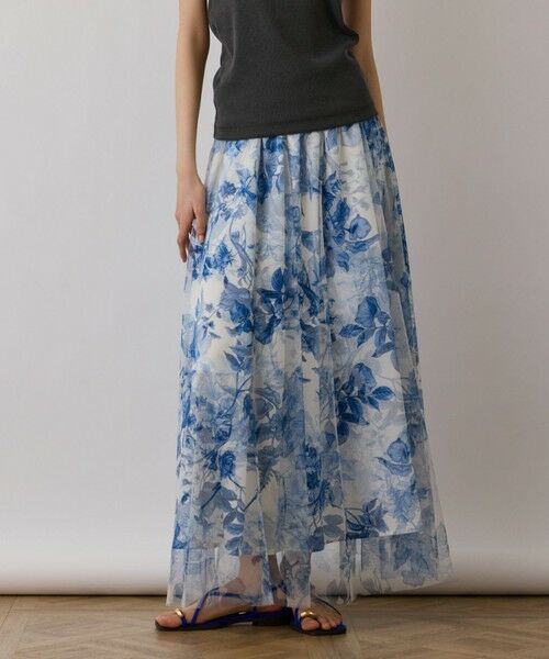 GRACE CONTINENTAL / グレースコンチネンタル ロング・マキシ丈スカート | シャドーフラワープリントスカート | 詳細12