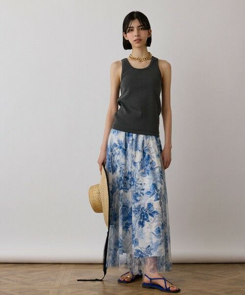 GRACE CONTINENTAL / グレースコンチネンタル ロング・マキシ丈スカート | シャドーフラワープリントスカート | 詳細10