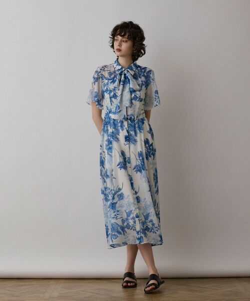 GRACE CONTINENTAL / グレースコンチネンタル ロング・マキシ丈ワンピース | シャドーフラワープリントワンピース | 詳細1