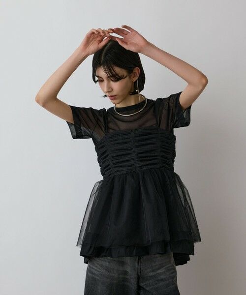 GRACE CONTINENTAL/グレースコンチネンタル タフタチュールキャミ ブラック 36 GRACE CONTINENTAL/グレースコンチネンタル タフタチュールキャミ ブラック 36