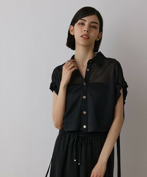 GRACE CONTINENTAL/グレースコンチネンタル メッシュポンチョシャツ ブラック 36 GRACE CONTINENTAL/グレースコンチネンタル メッシュポンチョシャツ ブラック 36