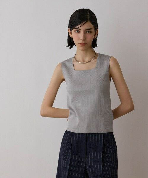 GRACE CONTINENTAL/グレースコンチネンタル ブライトニットノースリーブ グレー 36 GRACE CONTINENTAL/グレースコンチネンタル ブライトニットノースリーブ グレー 36