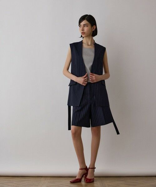 GRACE CONTINENTAL / グレースコンチネンタル ベスト | ストライプノーカラージレ | 詳細14