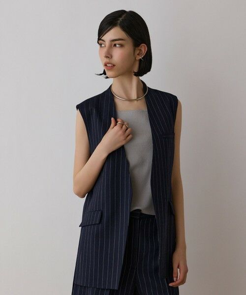 GRACE CONTINENTAL / グレースコンチネンタル ベスト | ストライプノーカラージレ | 詳細16