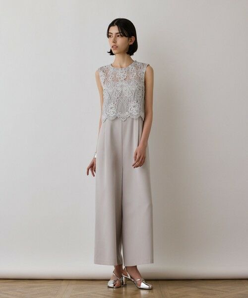 GRACE CONTINENTAL / グレースコンチネンタル サロペット・オールインワン | レースコンビサロペット(グレー)