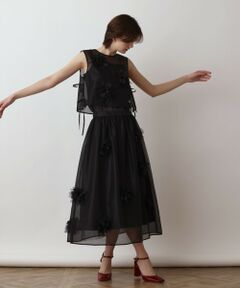 GRACE CONTINENTAL / グレースコンチネンタル ミニ・ひざ丈スカート | メッシュフラワースカート