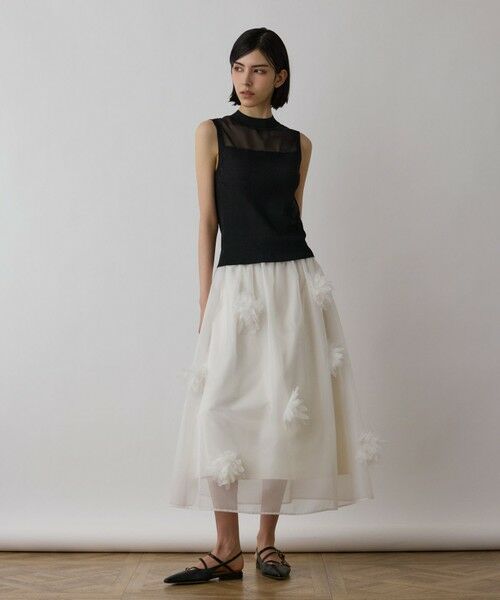 GRACE CONTINENTAL / グレースコンチネンタル ミニ・ひざ丈スカート | メッシュフラワースカート | 詳細1