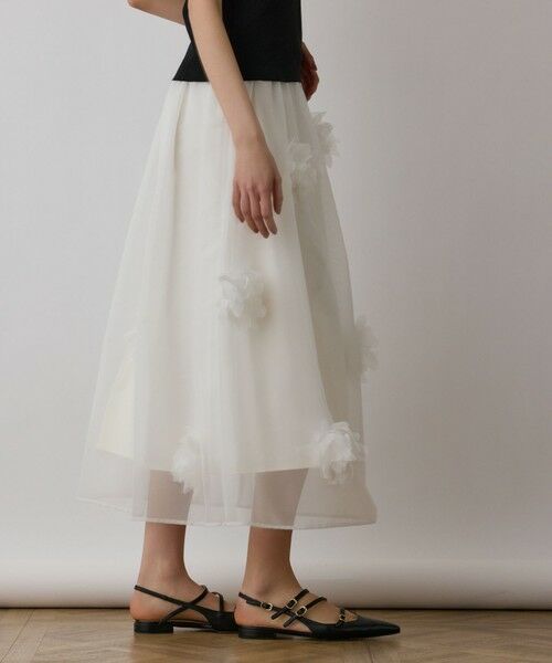 GRACE CONTINENTAL / グレースコンチネンタル ミニ・ひざ丈スカート | メッシュフラワースカート | 詳細3
