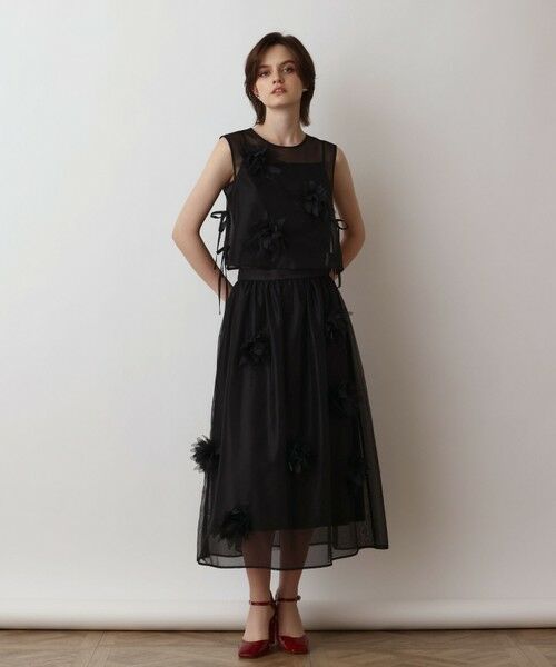 GRACE CONTINENTAL / グレースコンチネンタル ミニ・ひざ丈スカート | メッシュフラワースカート | 詳細11