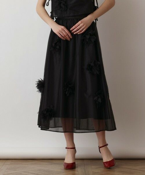 GRACE CONTINENTAL / グレースコンチネンタル ミニ・ひざ丈スカート | メッシュフラワースカート | 詳細14
