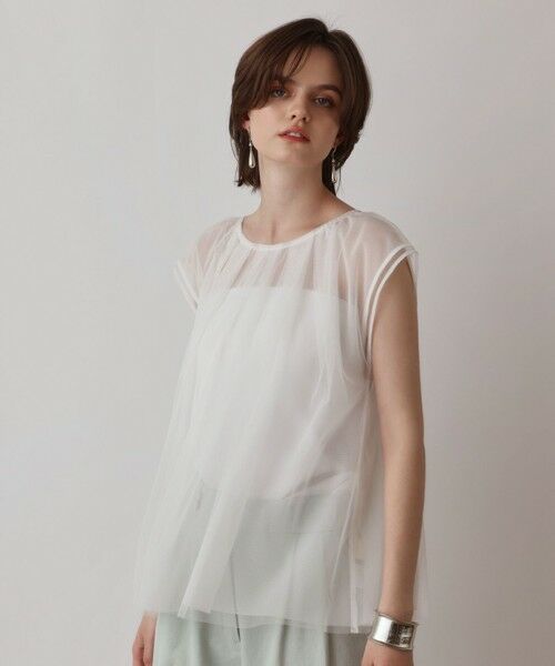 GRACE CONTINENTAL / グレースコンチネンタル シャツ・ブラウス | チュールタックノースリーブ | 詳細3