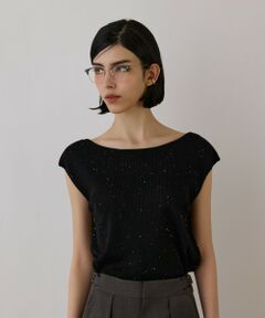 GRACE CONTINENTAL / グレースコンチネンタル その他トップス | スパンコールリブトップ