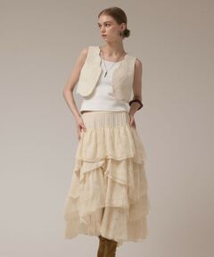 GRACE CONTINENTAL / グレースコンチネンタル ロング・マキシ丈スカート | レースコンビティアードスカート