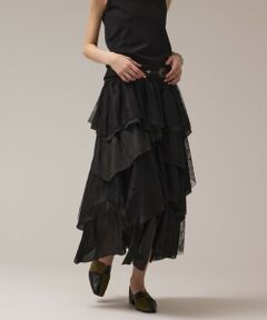 GRACE CONTINENTAL / グレースコンチネンタル ロング・マキシ丈スカート | レースコンビティアードスカート