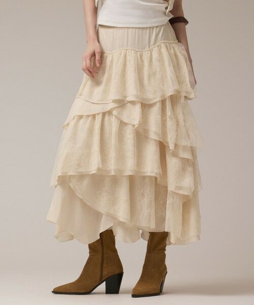 GRACE CONTINENTAL / グレースコンチネンタル ロング・マキシ丈スカート | レースコンビティアードスカート | 詳細1