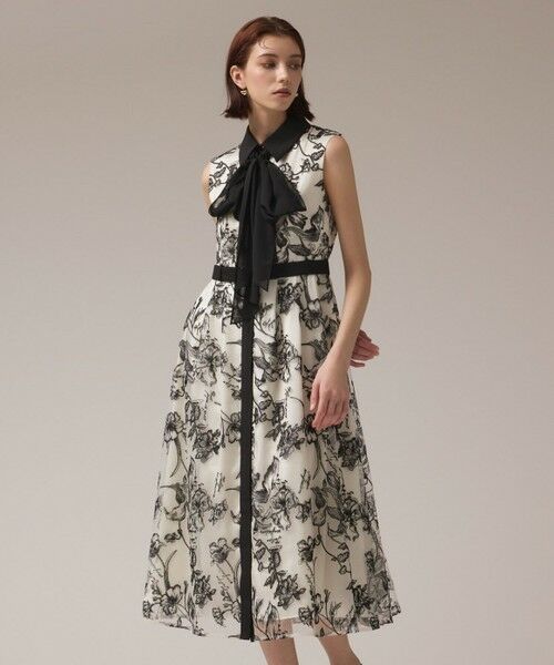 GRACE CONTINENTAL / グレースコンチネンタル ドレス | フラワー刺繍ボウタイドレス | 詳細1