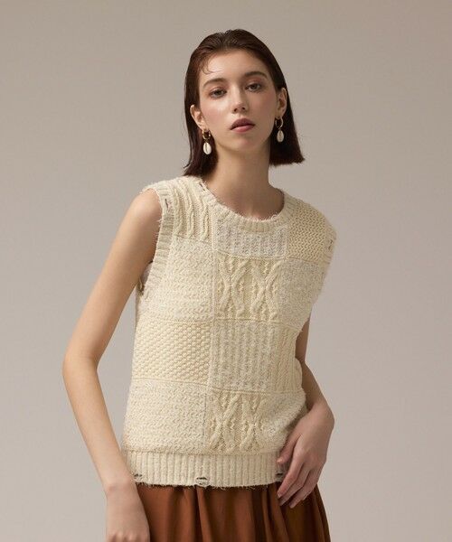 GRACE CONTINENTAL / グレースコンチネンタル その他トップス | パッチワークニットトップ | 詳細1