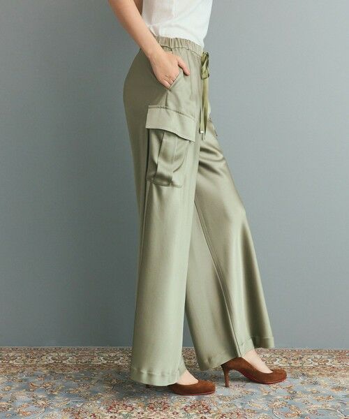 キャピタルエース　バレーボールウエアパンツ　グリーン　ポリ100%　未使用未開封 ダブルサテンイージーパンツ （その他パンツ）｜GRACE