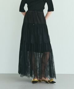 GRACE CONTINENTAL / グレースコンチネンタル ロング・マキシ丈スカート | レース切替ティアードスカート