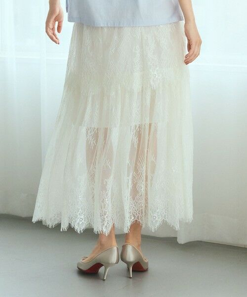 GRACE CONTINENTAL / グレースコンチネンタル ロング・マキシ丈スカート | レース切替ティアードスカート | 詳細3