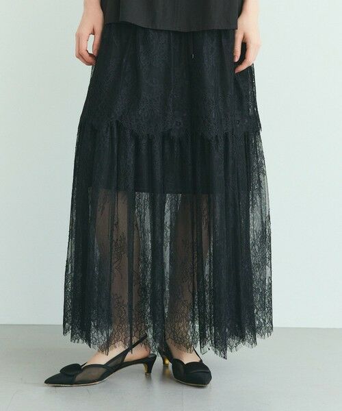 GRACE CONTINENTAL / グレースコンチネンタル ロング・マキシ丈スカート | レース切替ティアードスカート | 詳細11