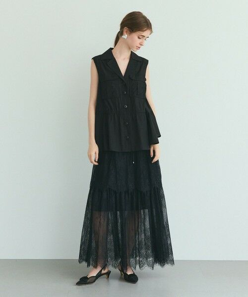 GRACE CONTINENTAL / グレースコンチネンタル ロング・マキシ丈スカート | レース切替ティアードスカート | 詳細5