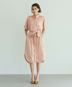 GRACE CONTINENTAL / グレースコンチネンタル ミニ丈・ひざ丈ワンピース | ダブルサテンシャツドレス