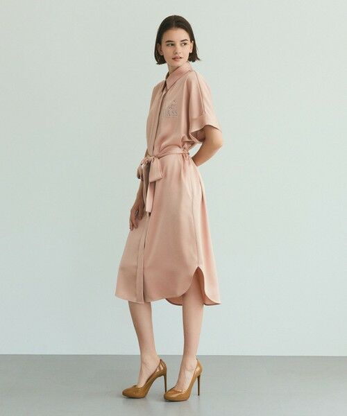 GRACE CONTINENTAL / グレースコンチネンタル ミニ丈・ひざ丈ワンピース | ダブルサテンシャツドレス | 詳細1
