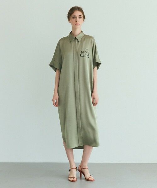 GRACE CONTINENTAL / グレースコンチネンタル ミニ丈・ひざ丈ワンピース | ダブルサテンシャツドレス | 詳細13