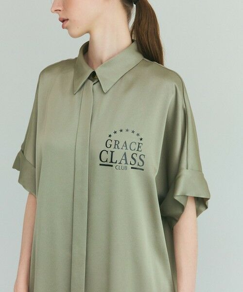 GRACE CONTINENTAL / グレースコンチネンタル ミニ丈・ひざ丈ワンピース | ダブルサテンシャツドレス | 詳細14