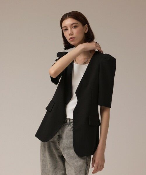 GRACE CONTINENTAL / グレースコンチネンタル ノーカラージャケット | パフスリーブジャケット(ブラック)