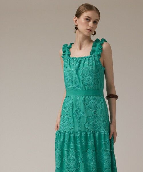 GRACE CONTINENTAL/グレースコンチネンタル カットワーク刺繍ワンピース グリーン 36
