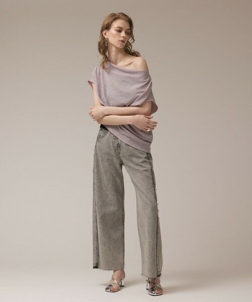 GRACE CONTINENTAL / グレースコンチネンタル カットソー | ラメドレープカットトップ | 詳細1