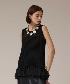 GRACE CONTINENTAL / グレースコンチネンタル カットソー | チュールフリンジニットトップ