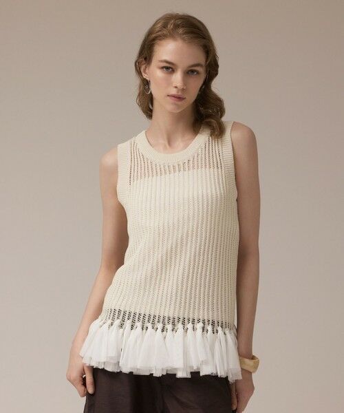 GRACE CONTINENTAL / グレースコンチネンタル カットソー | チュールフリンジニットトップ | 詳細5