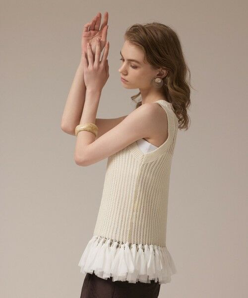 GRACE CONTINENTAL / グレースコンチネンタル カットソー | チュールフリンジニットトップ | 詳細6