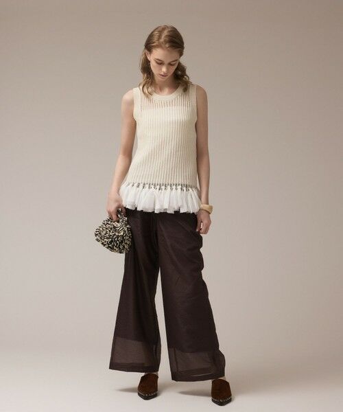 GRACE CONTINENTAL / グレースコンチネンタル カットソー | チュールフリンジニットトップ | 詳細1