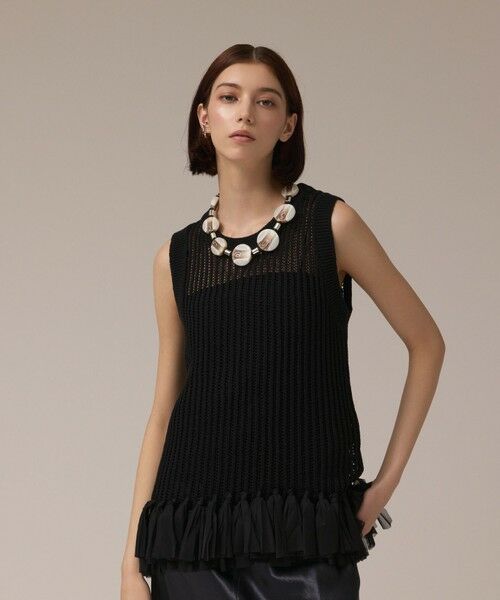 GRACE CONTINENTAL / グレースコンチネンタル カットソー | チュールフリンジニットトップ | 詳細15