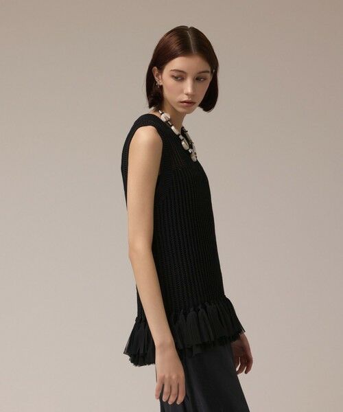 GRACE CONTINENTAL / グレースコンチネンタル カットソー | チュールフリンジニットトップ | 詳細16