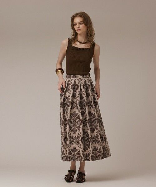 GRACE CONTINENTAL / グレースコンチネンタル ロング・マキシ丈スカート | ダマスクジャガードタックスカート | 詳細9