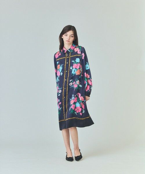 GRACE CONTINENTAL / グレースコンチネンタル ミニ丈・ひざ丈ワンピース | ボタニカルスカーフプリントワンピース | 詳細12