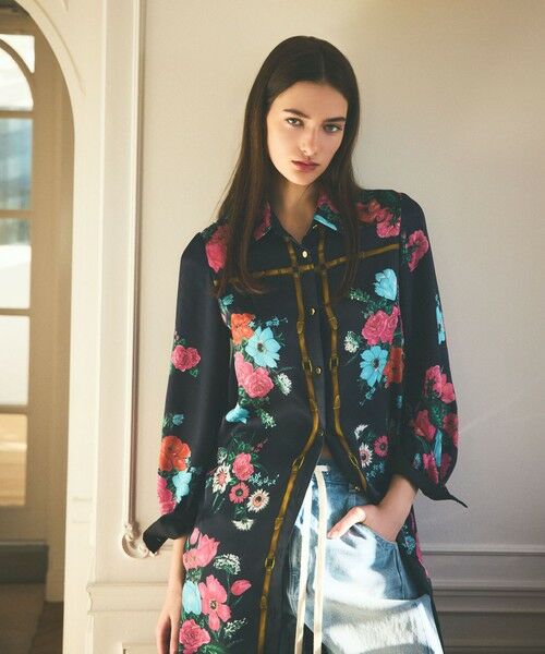 GRACE CONTINENTAL / グレースコンチネンタル ミニ丈・ひざ丈ワンピース | ボタニカルスカーフプリントワンピース | 詳細13